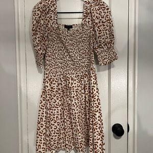 Leopard Print Puff Sleeve Dress